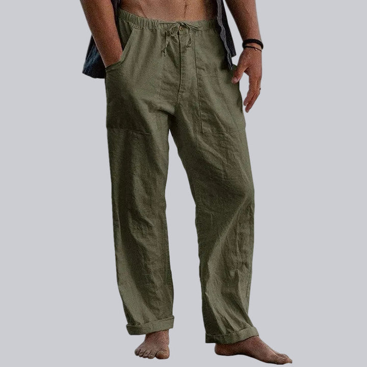 Lightweight, breathable men's wide leg trousers. Ultimate comfort for summer fashion, relaxed fit.