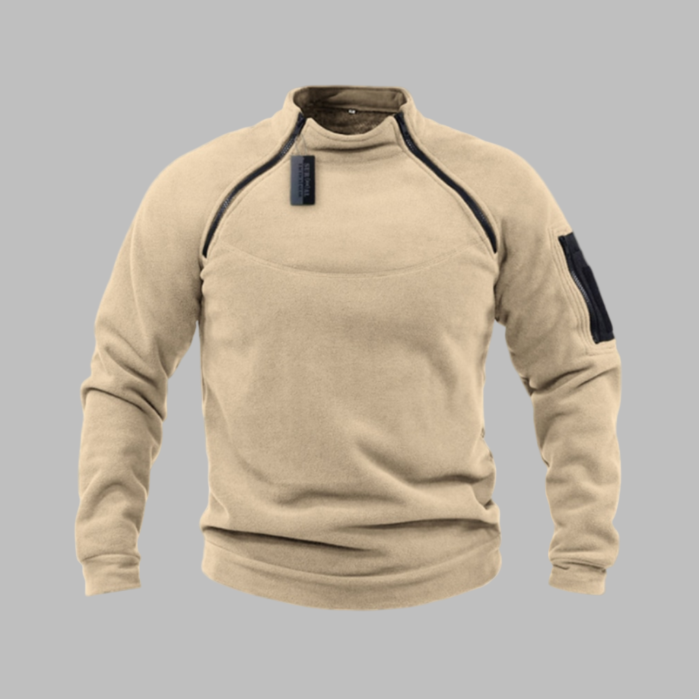 Warm, windproof men's thermal sweater for hiking & active outdoor wear. Comfortable adventure gear.