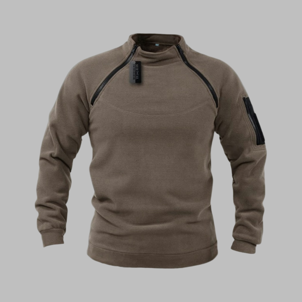 Men's thermal outdoor sweater, excellent for cold weather layering. Wind-resistant & durable activewear.