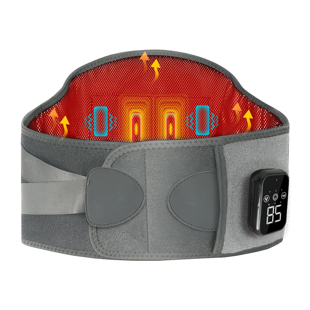 User wearing the wireless heated belt for relaxation and muscle tension relief.