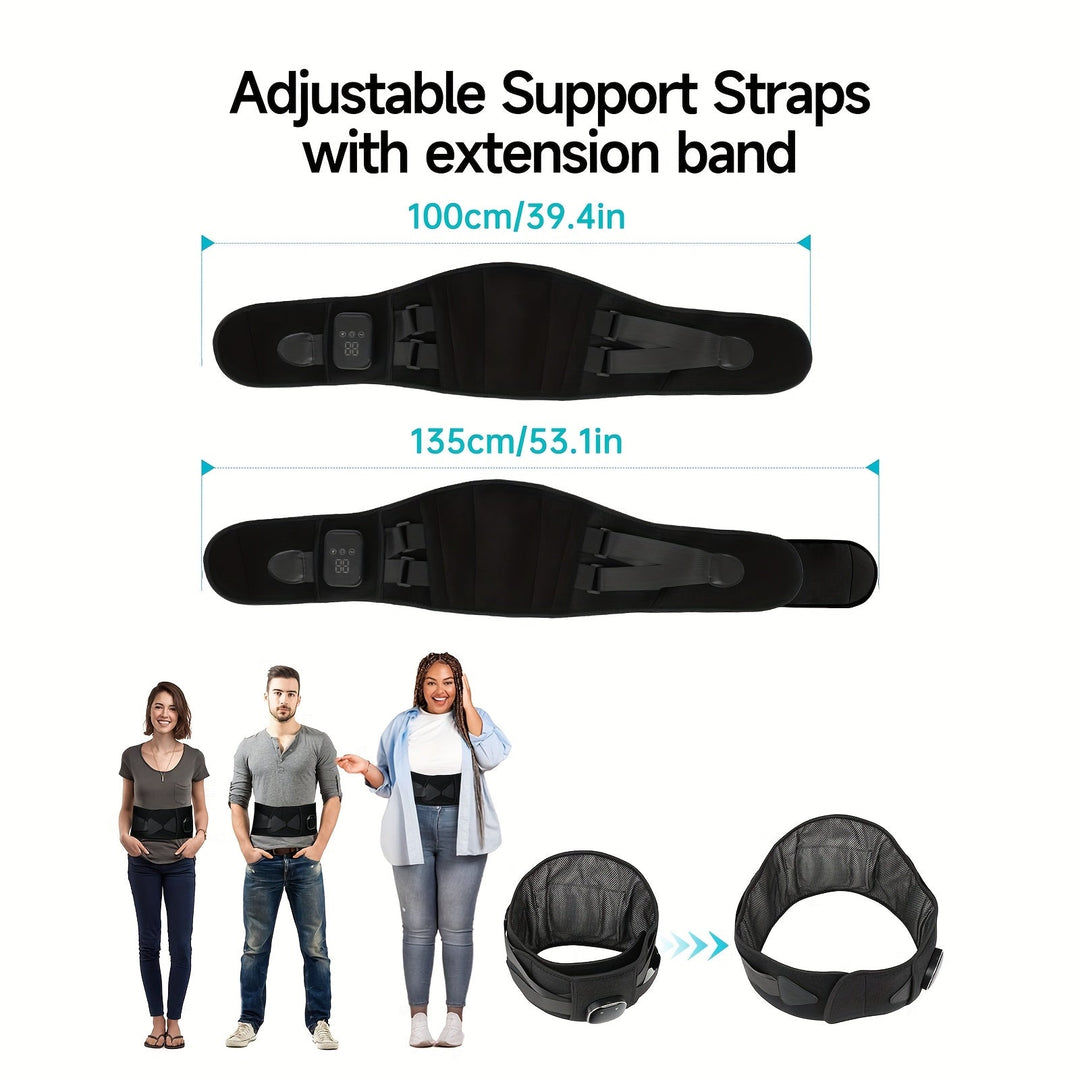 Side view of the heated massage belt providing waist support and warmth.