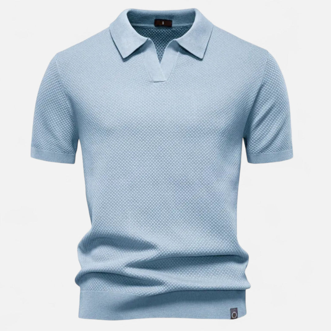 The perfect blend of comfort and style: men's short sleeve wool pineapple polo.