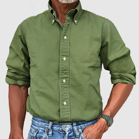 Comfortable men's long-sleeve shirt. Wrinkle-resistant fabric for a crisp, polished professional look.