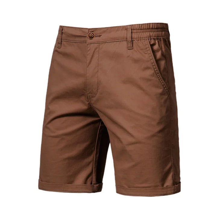 Back view of Men's Wyatt stylish chino shorts with functional pockets, great for warm weather fashion.