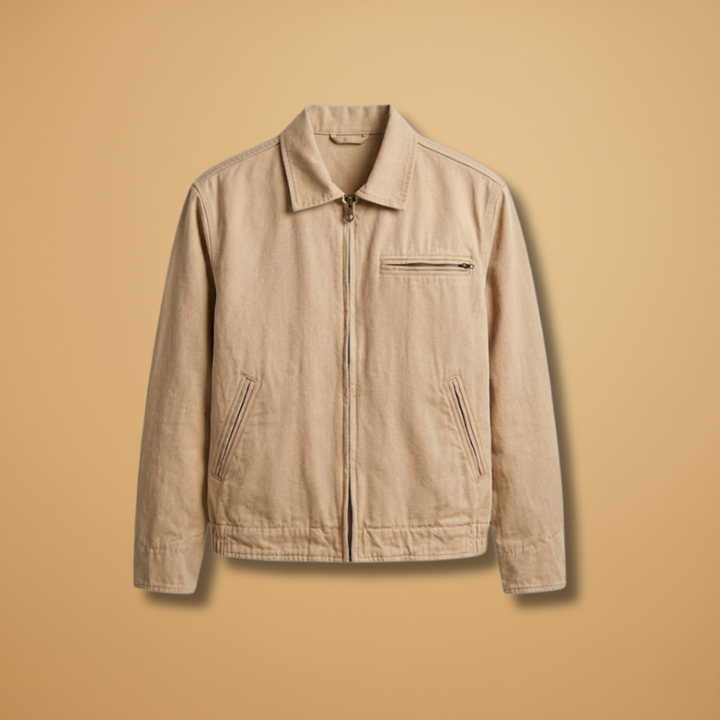 Men's zip front bomber jacket with chest pocket, ideal for casual wear.