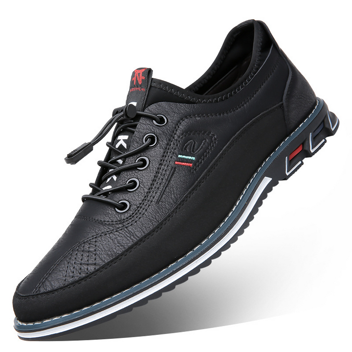 Mens natural movement shoes. Black barefoot lace-ups, perfect for casual comfort & everyday wear.