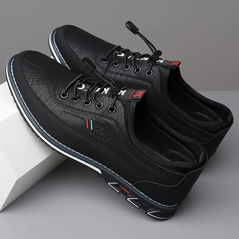 Stylish mens casual sneakers, black barefoot lace-ups for natural movement and comfort.