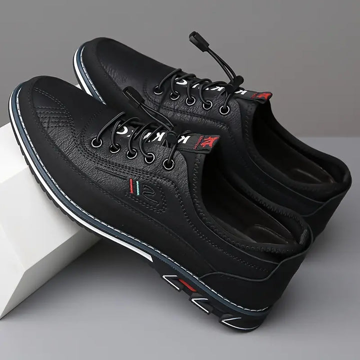 Stylish mens casual sneakers, black barefoot lace-ups for natural movement and comfort.
