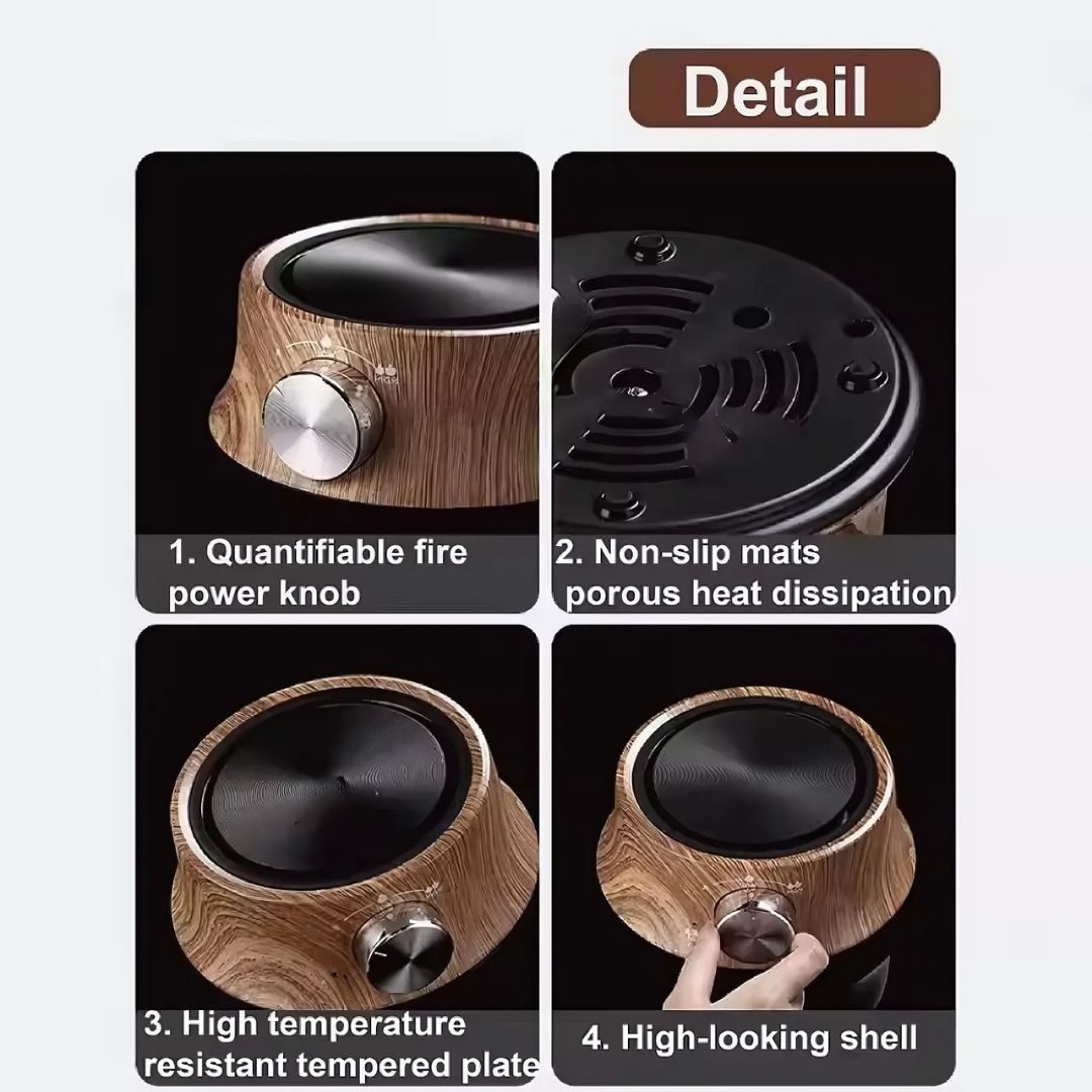 Energy-efficient mini electric hot plate, quick heating with precise temperature control for cooking.