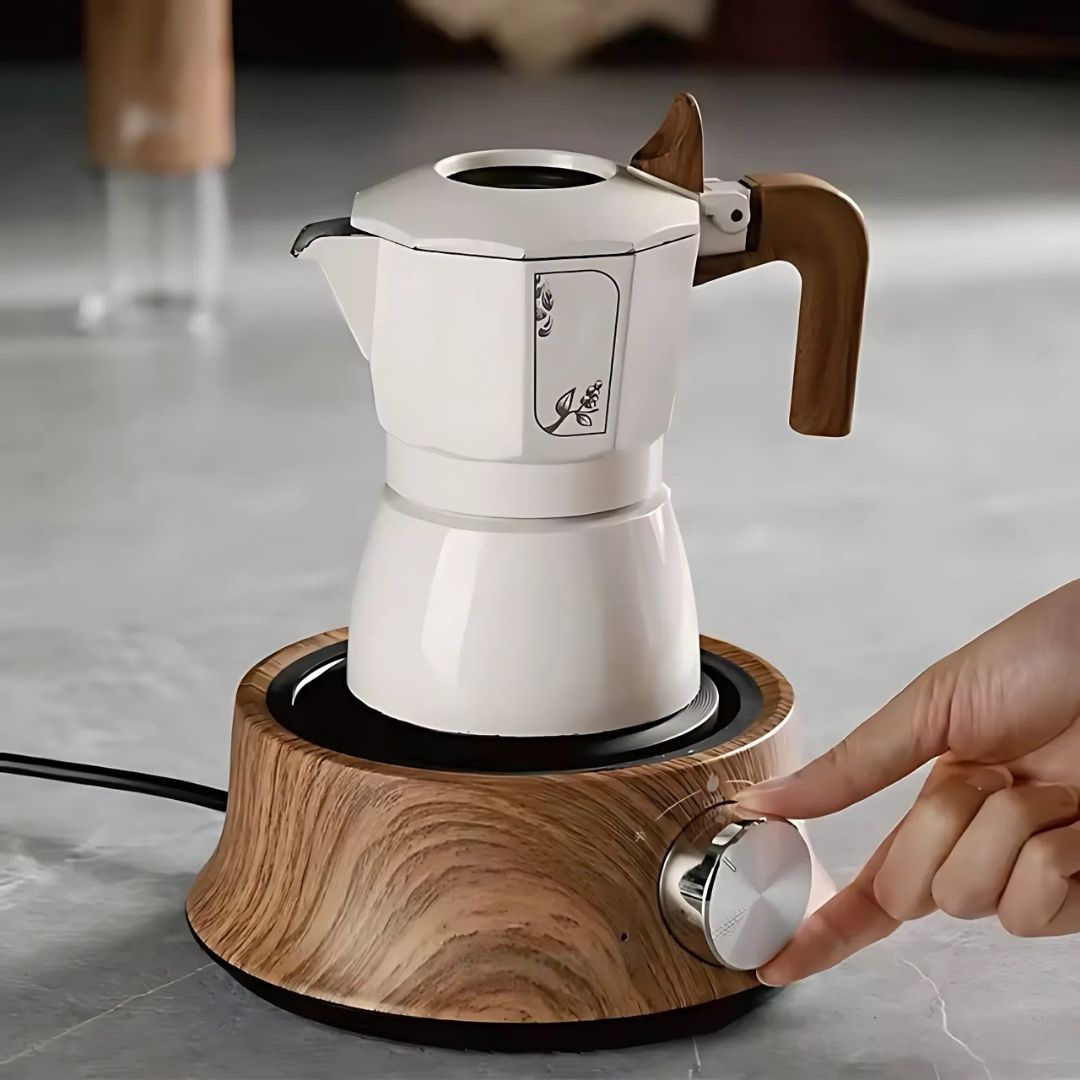 Portable electric mini stove, perfect for dorms or travel, features adjustable temperature control.
