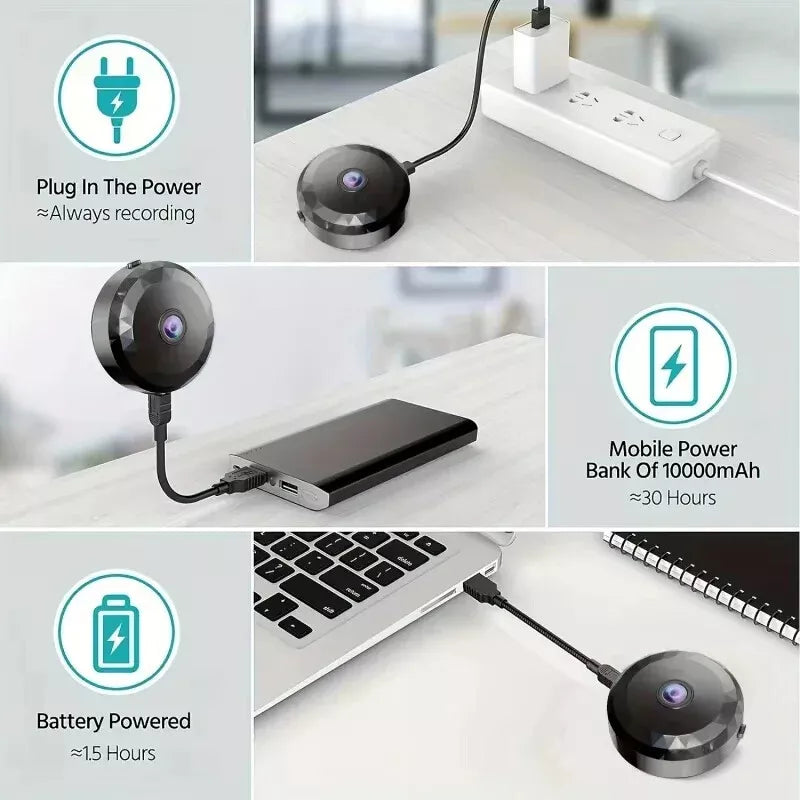 Discreet spy camera, small WiFi surveillance camera with advanced night vision.