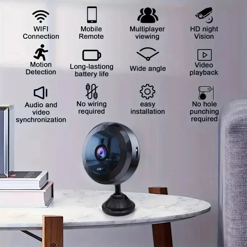 Magnetic mini WiFi camera, perfect for covert surveillance and smart home security.