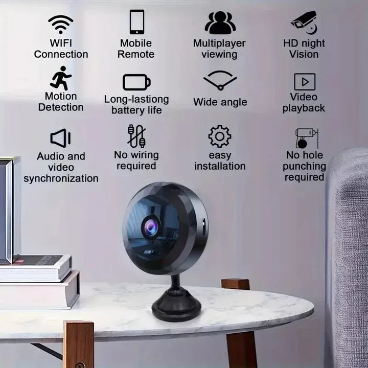 Magnetic mini WiFi camera, perfect for covert surveillance and smart home security.