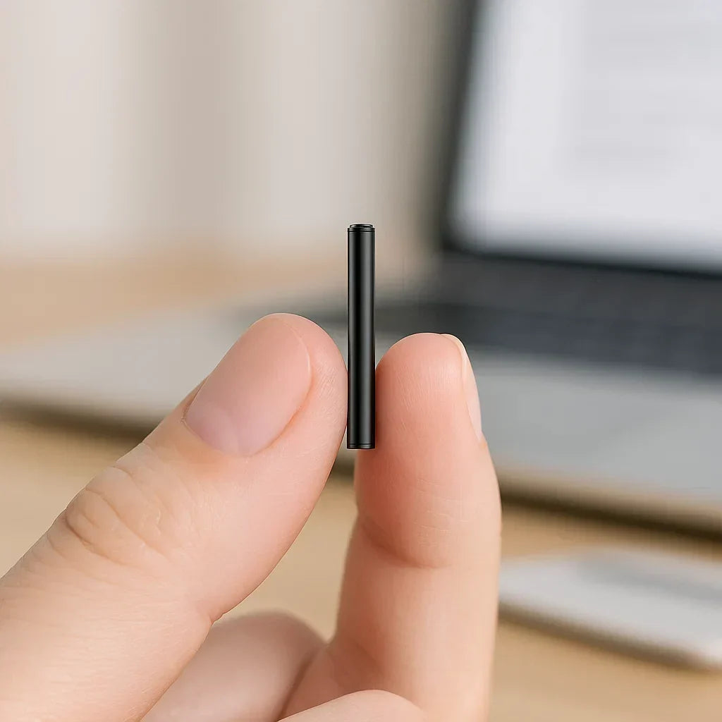 Voice activated mini recorder, ideal for discreet audio capture and hands-free recording.