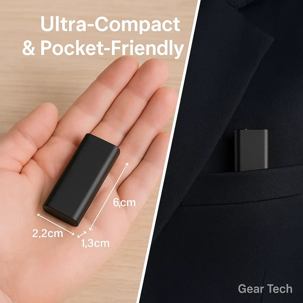 Long battery mini voice recorder, a portable dictaphone for extended discreet audio capture.