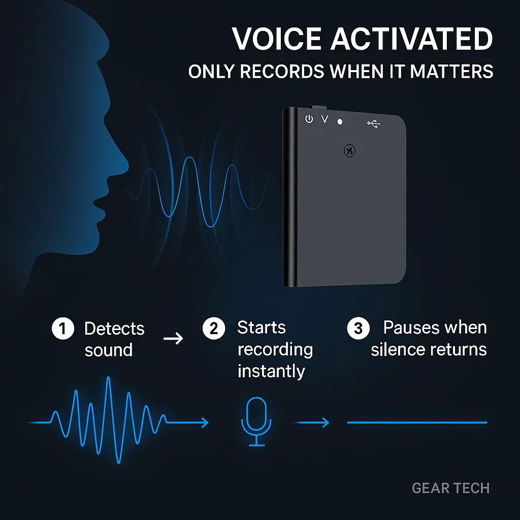 Compact digital voice recorder, a stealth audio device for capturing sound discreetly.