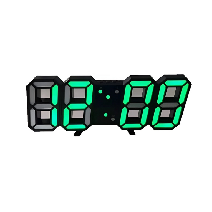 Glowing futuristic LED wall clock. Minimalist digital display, adds modern touch to any smart home decor.