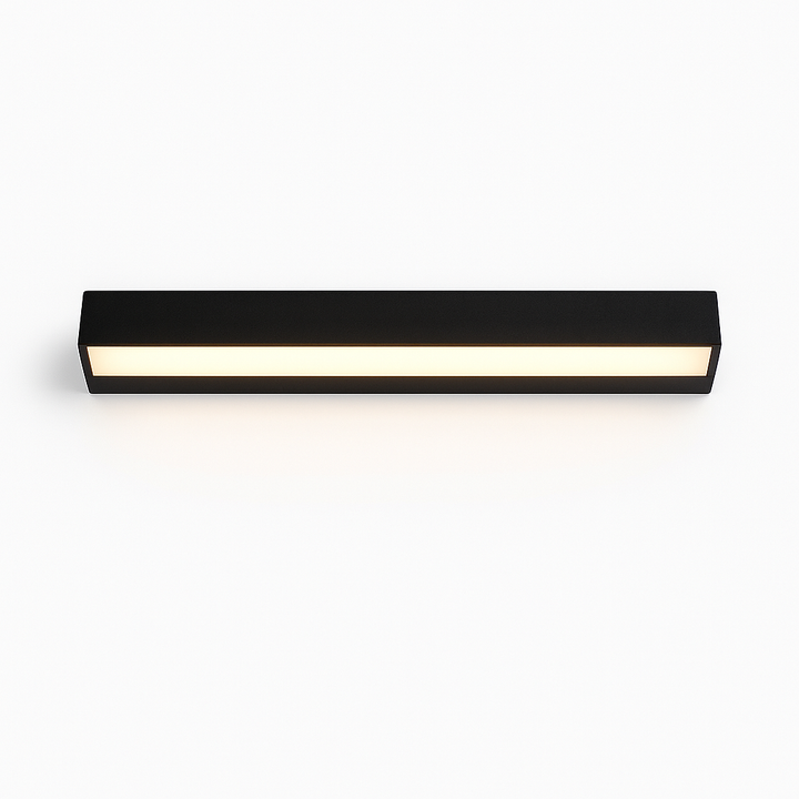 Minimalist solar LED outdoor wall light, IP65 waterproof, perfect for garden or facade illumination.