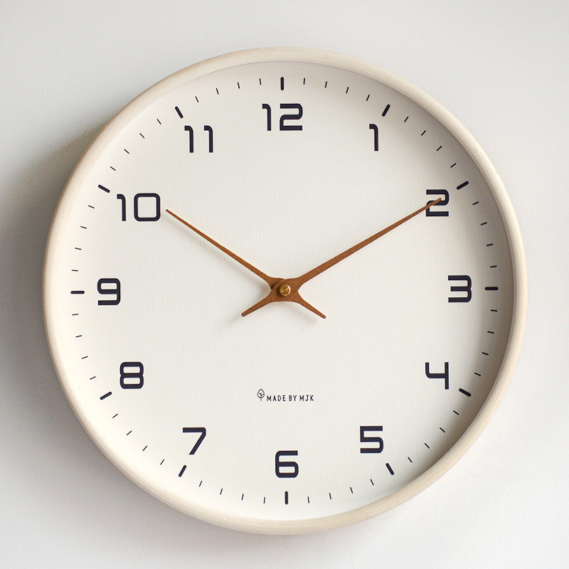 Minimalist wooden frame wall clock, silent mechanism, modern decor