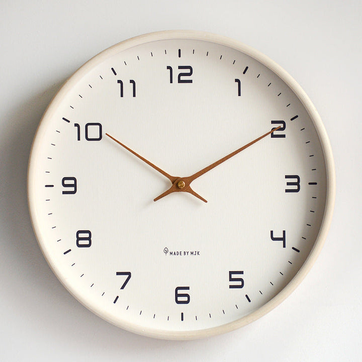 Minimalist wooden frame wall clock, silent mechanism, modern decor