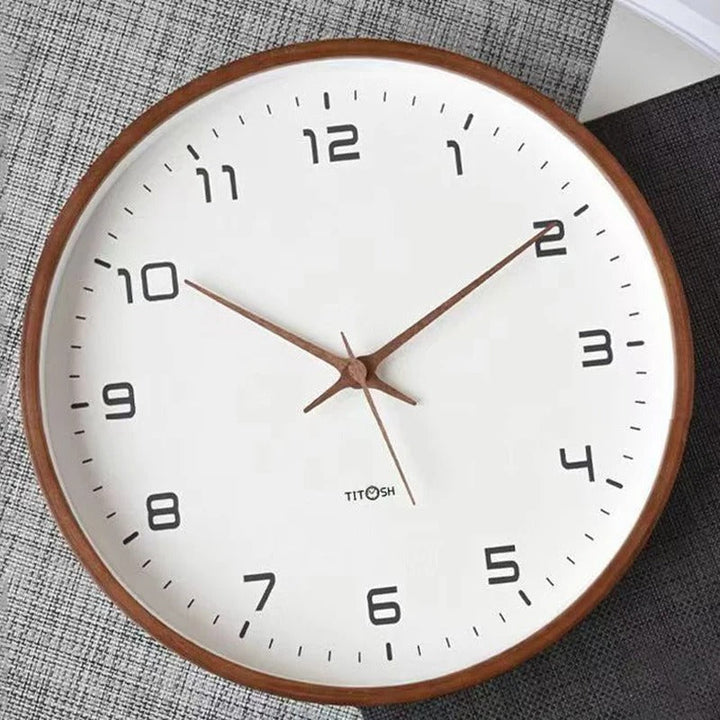 Nordic style minimalist wooden wall clock. Silent operation, ideal for modern home & living room decor.