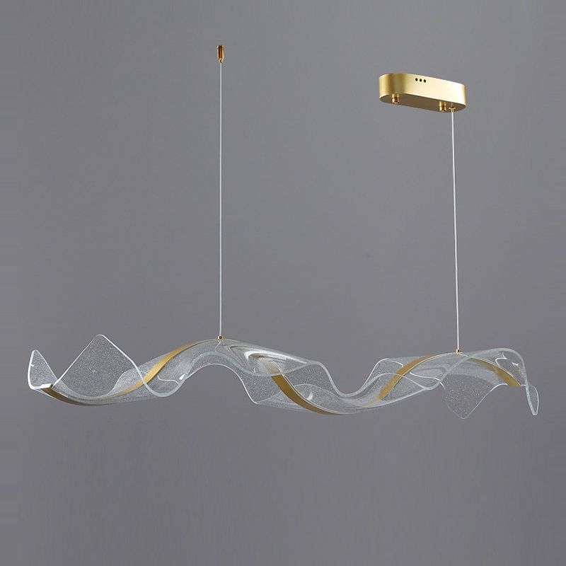 Contemporary Modelo Wave LED light fixture, dimmable, brings modern style to any room.