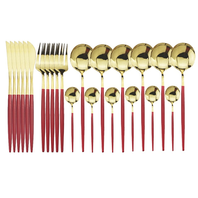 Versatile 24-piece flatware set, modern stainless steel for 6, perfect for any meal.