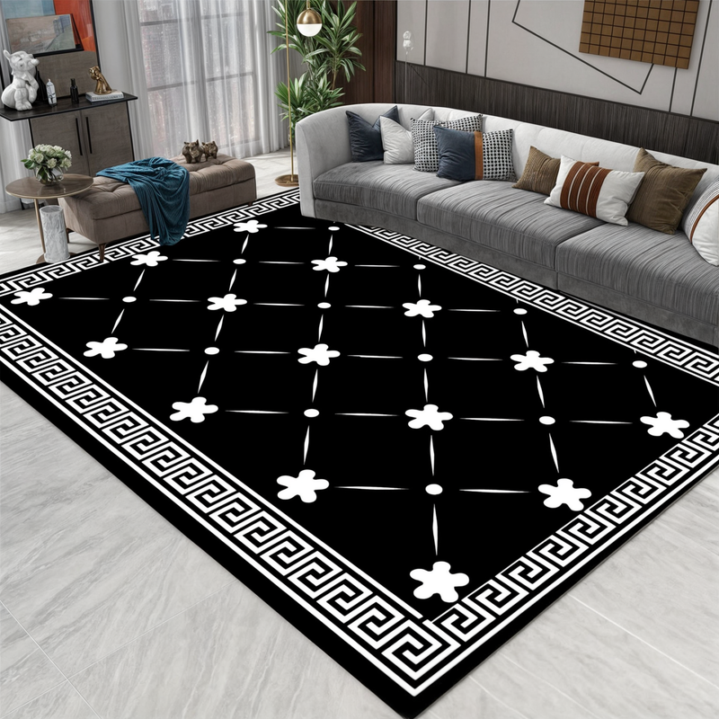 Geometric 3D optical illusion floor mat. Dynamic checkerboard design, non-slip, perfect modern entryway rug decor.