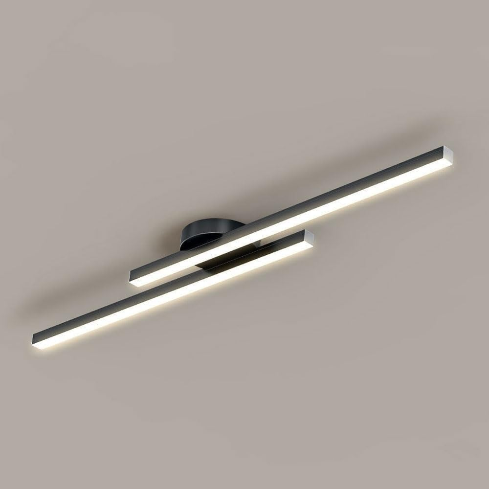 Modern aluminum semi flush mount LED ceiling light, sleek design for smart homes.