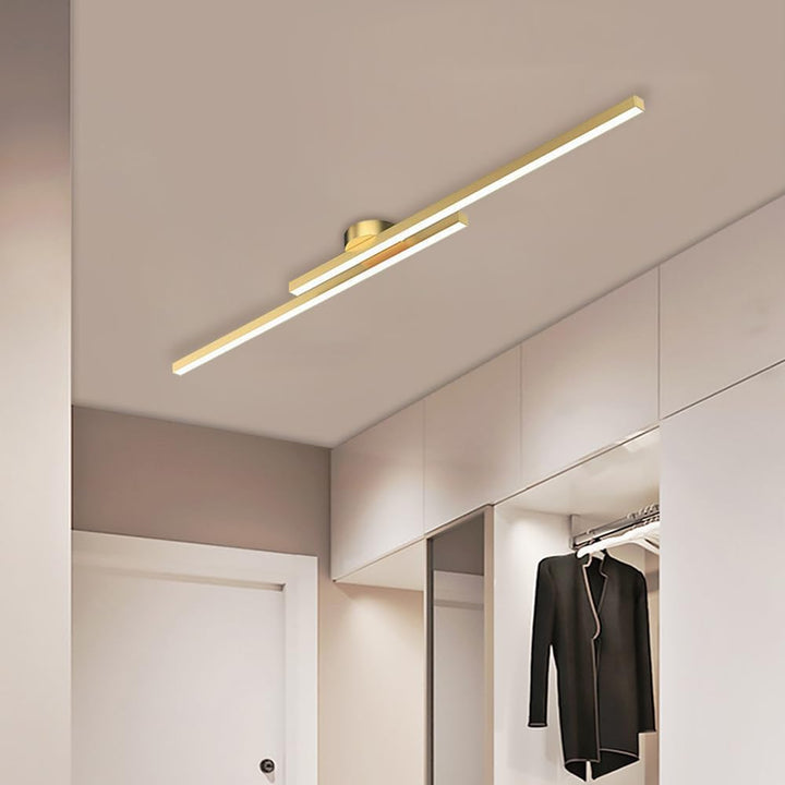 Geometric modern aluminum semi flush LED ceiling light, unique home decor statement.