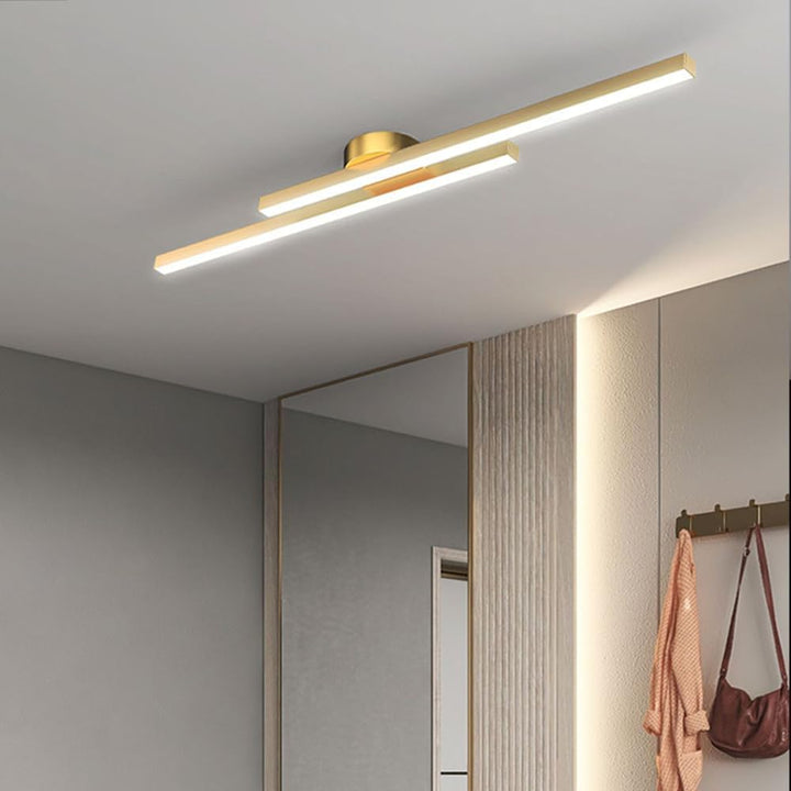 Slim profile aluminum semi flush mount LED ceiling light, space-saving lamp for modern homes.