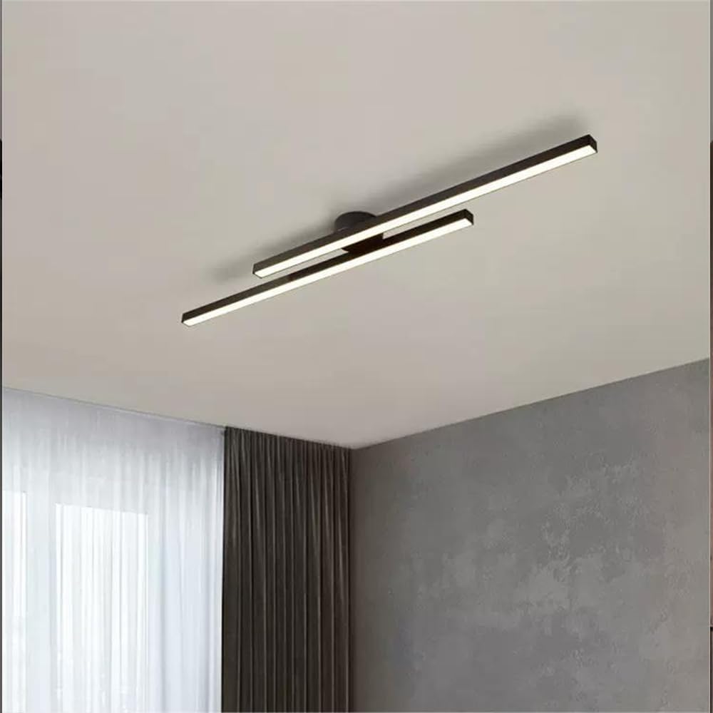 Sleek semi flush mount LED ceiling lamp made of aluminum, ideal for living room decor.