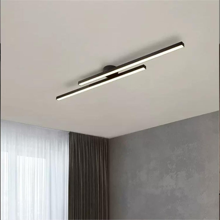 Sleek semi flush mount LED ceiling lamp made of aluminum, ideal for living room decor.