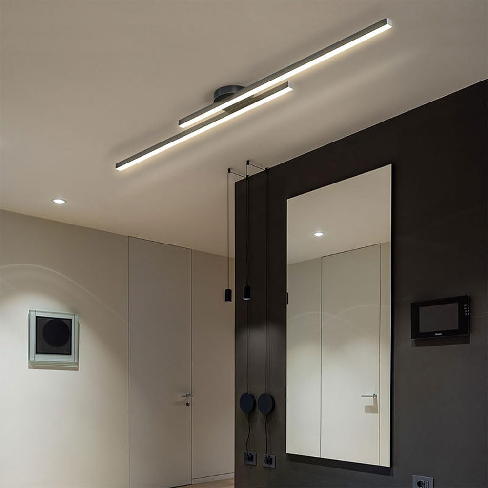 Modern LED ceiling light, semi flush aluminum fixture, excellent for low ceilings.