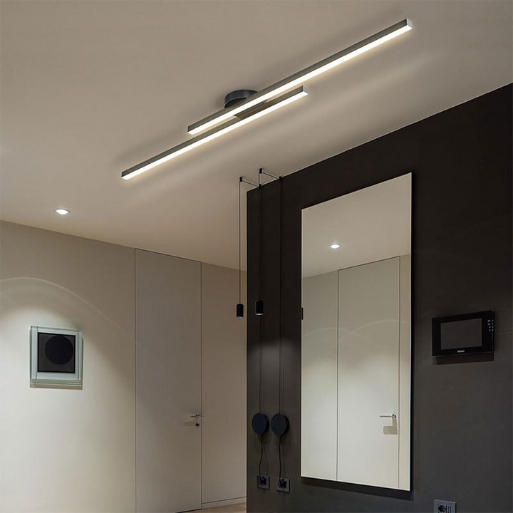 Modern LED ceiling light, semi flush aluminum fixture, excellent for low ceilings.