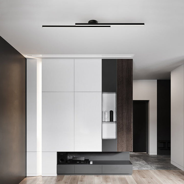 Contemporary home decor: aluminum semi flush mount LED ceiling lamp, dimmable control.