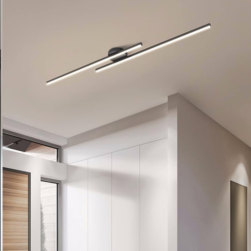 Dimmable modern LED ceiling light with aluminum frame, a stylish home lighting solution.