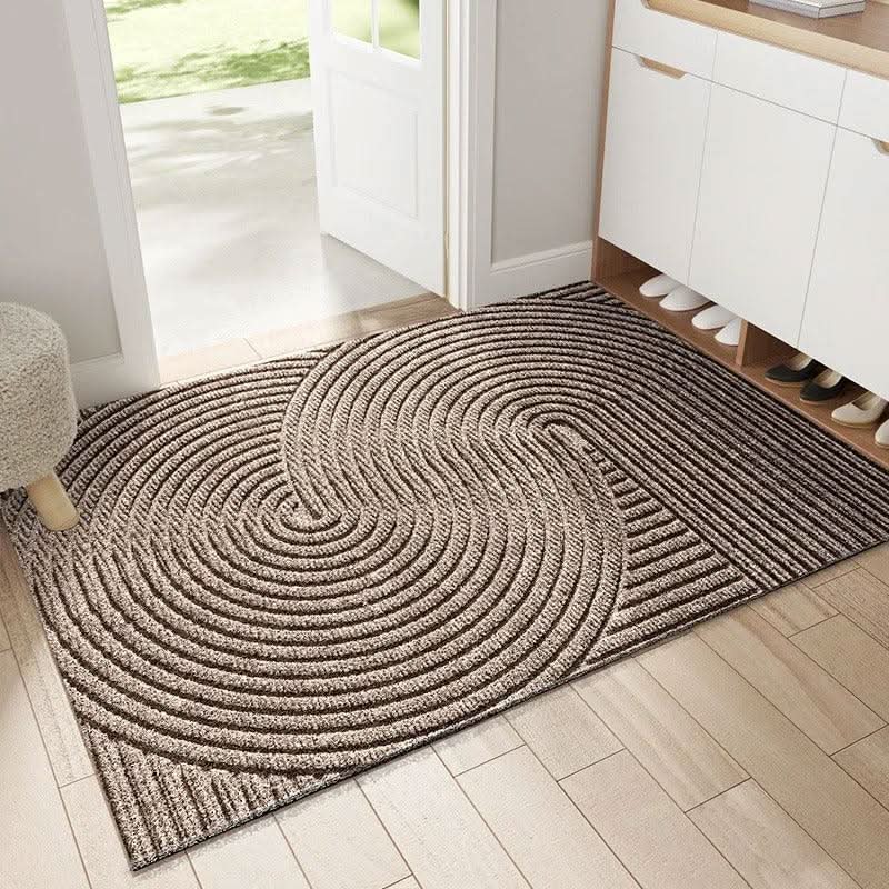 Geometric wave pattern anti-slip door mat for modern home entrances, a durable and decorative dirt trapper.