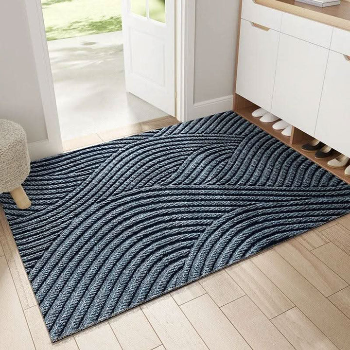 Contemporary anti-slip entrance mat with an elegant wave pattern, suitable as a hallway rug or welcome mat.