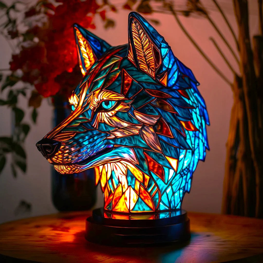 Modern artistic sculptural desk lamp, unique design. Provides ambient light, a chic home decor statement.
