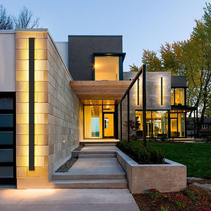 Backlit contemporary garden light, casts a soft, inviting glow for outdoor spaces.
