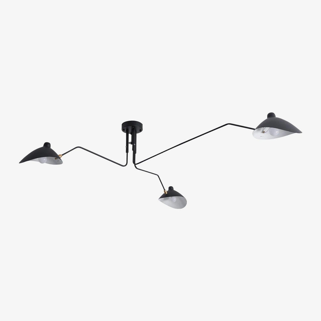 Contemporary black multi-arm ceiling lamp, adjustable, enhances decor.