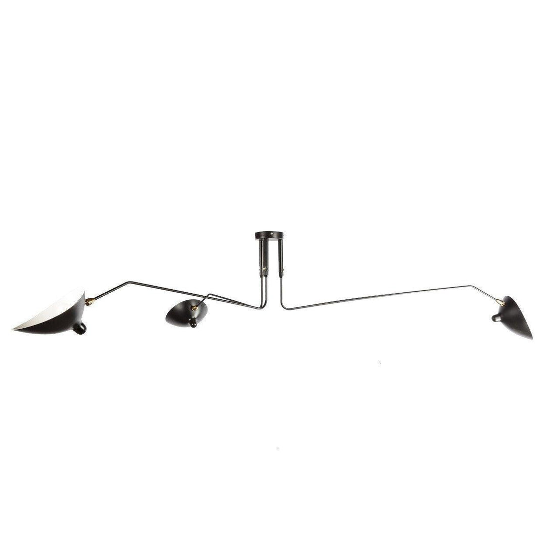 Contemporary white multi-arm ceiling light, adjustable for dining room.
