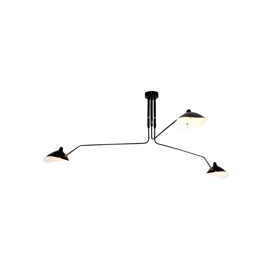 Contemporary adjustable multi-arm white ceiling light for dining spaces.