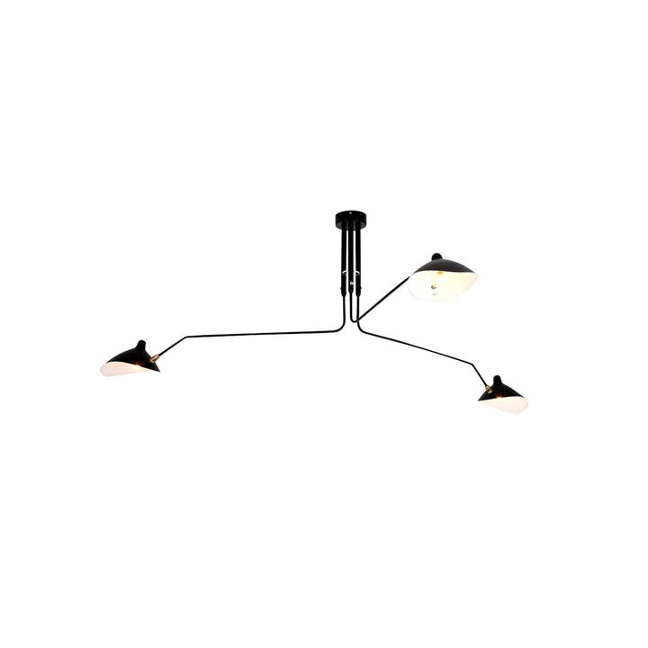 Contemporary adjustable multi-arm white ceiling light for dining spaces.
