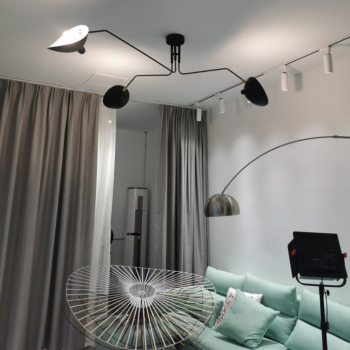 White multi-arm adjustable ceiling fixture, contemporary style for homes.