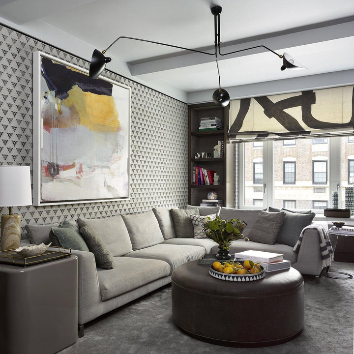 Modern adjustable multi-arm light, black, perfect for any contemporary room.