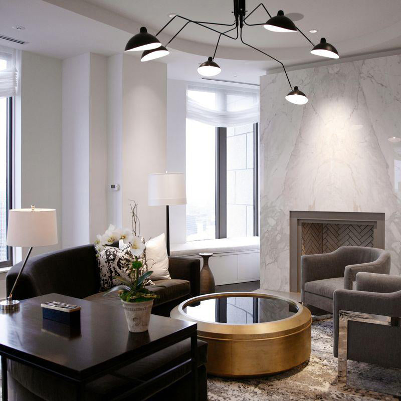 Dynamic adjustable multi-arm ceiling lamp, black, for a modern ambiance.