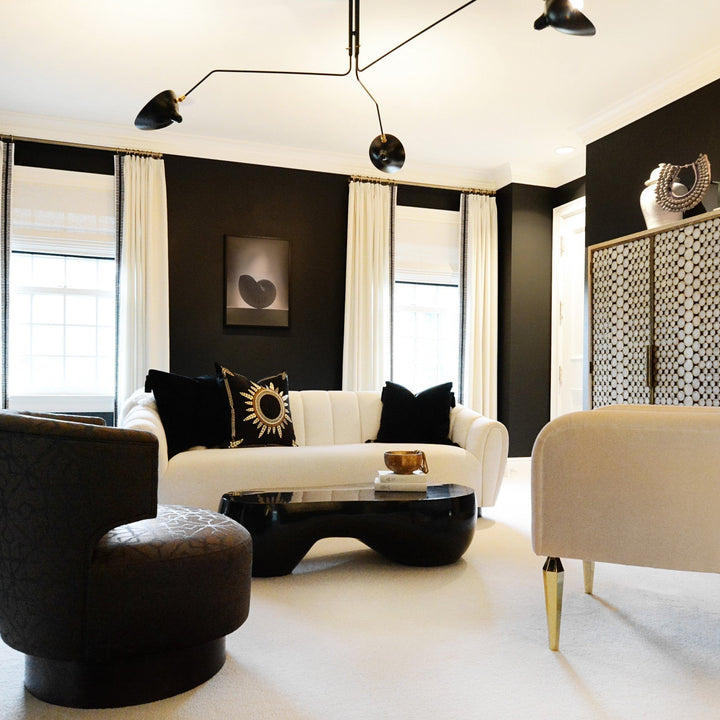 Modern adjustable multi-arm ceiling lamp, black, perfect for homes.