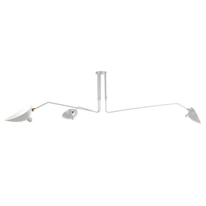 White multi-arm adjustable light fixture, dynamic and stylish.